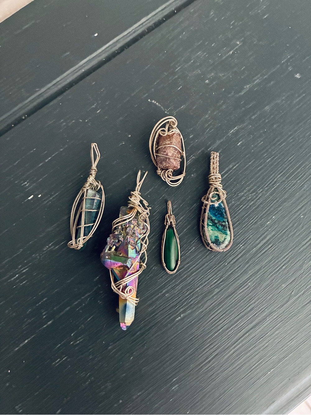 Hand Wired Crystal Stone Pendant Lot